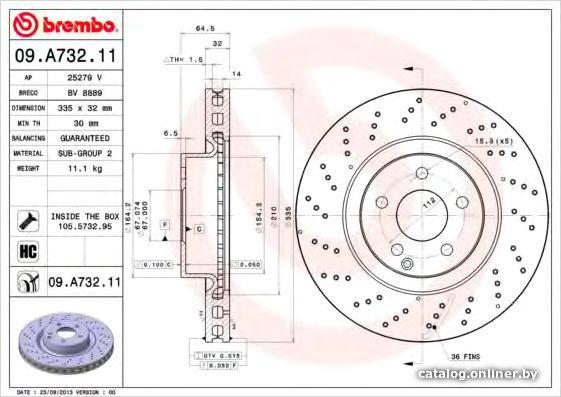 Тормозной диск Brembo 09A73211