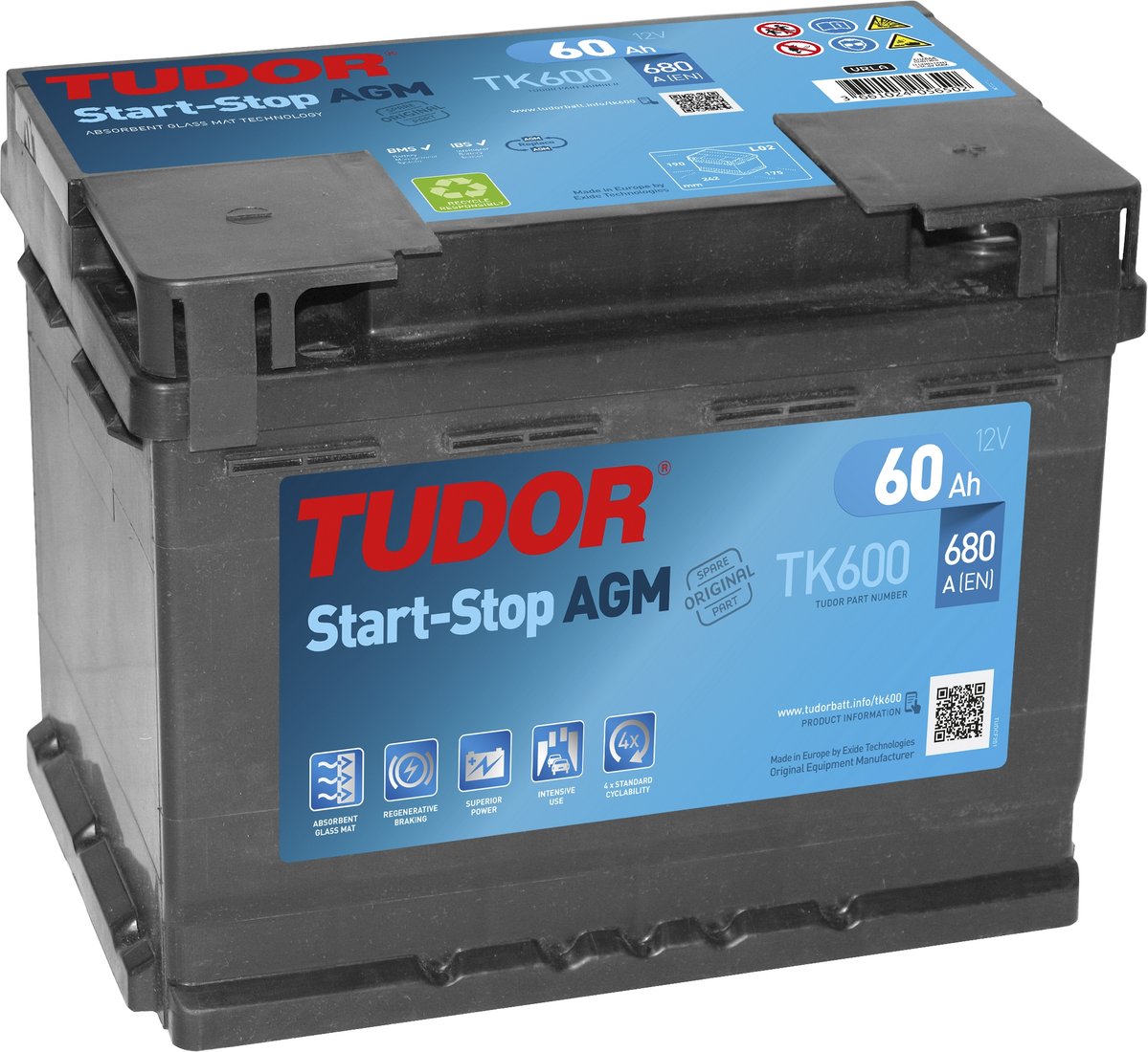 

Автомобильный аккумулятор Tudor Start-Stop AGM TK600 (60 А·ч)