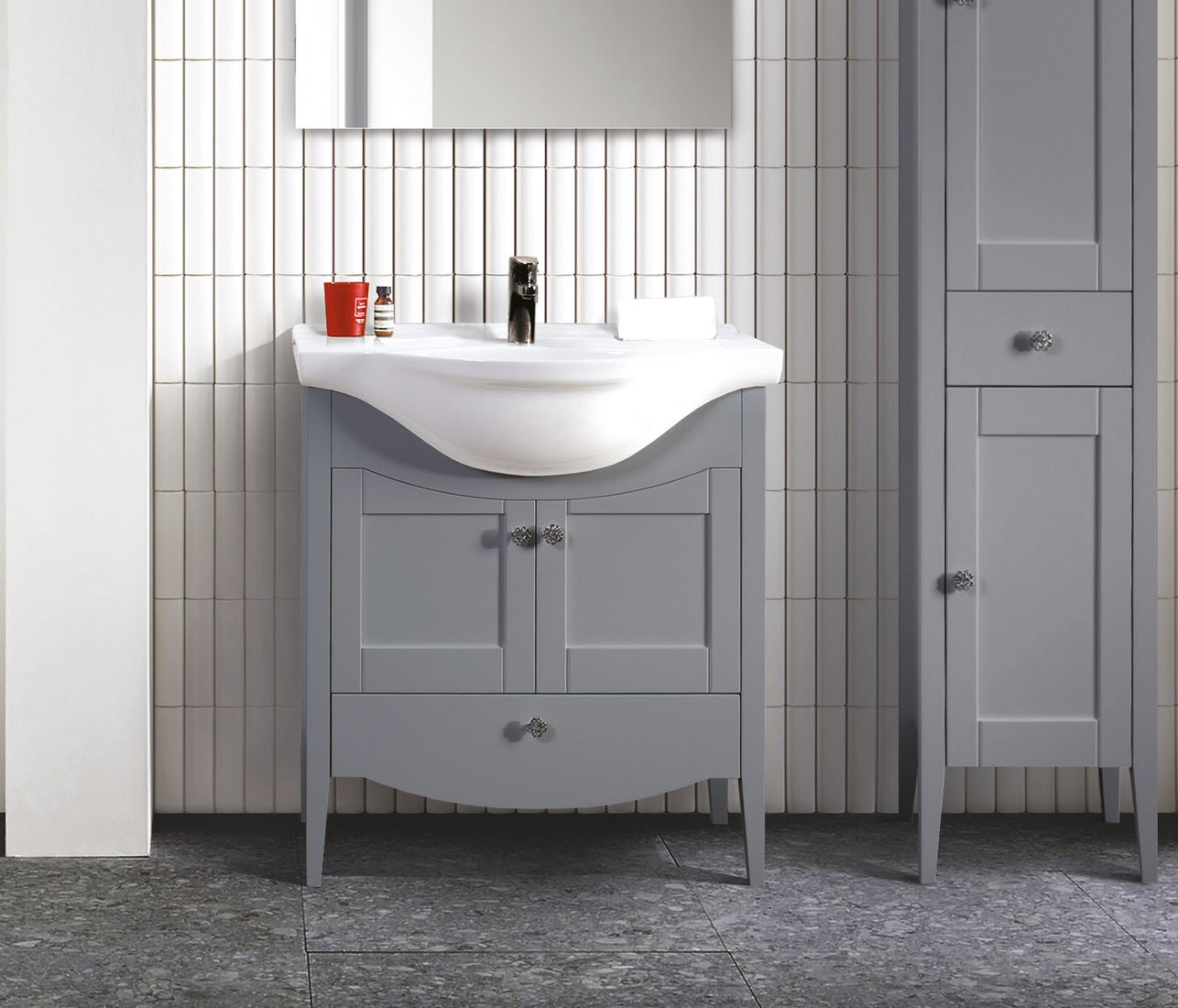 

Belux Тумба под умывальник Афины Н 85-01 (30, железный серый матовый)