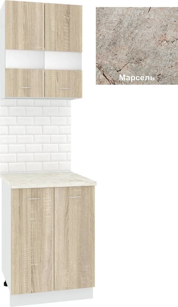 

Готовая кухня Кортекс-мебель Корнелия Экстра 60рс2д (дуб сонома/марсель)