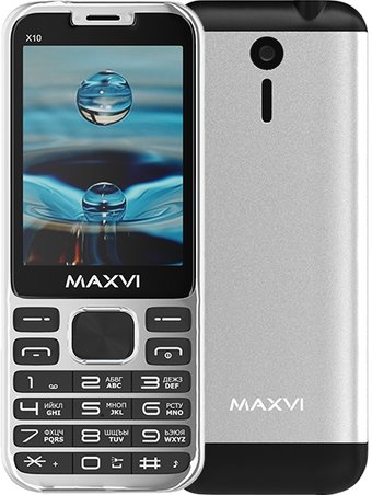 Кнопочный телефон Maxvi X10 (серебристый)