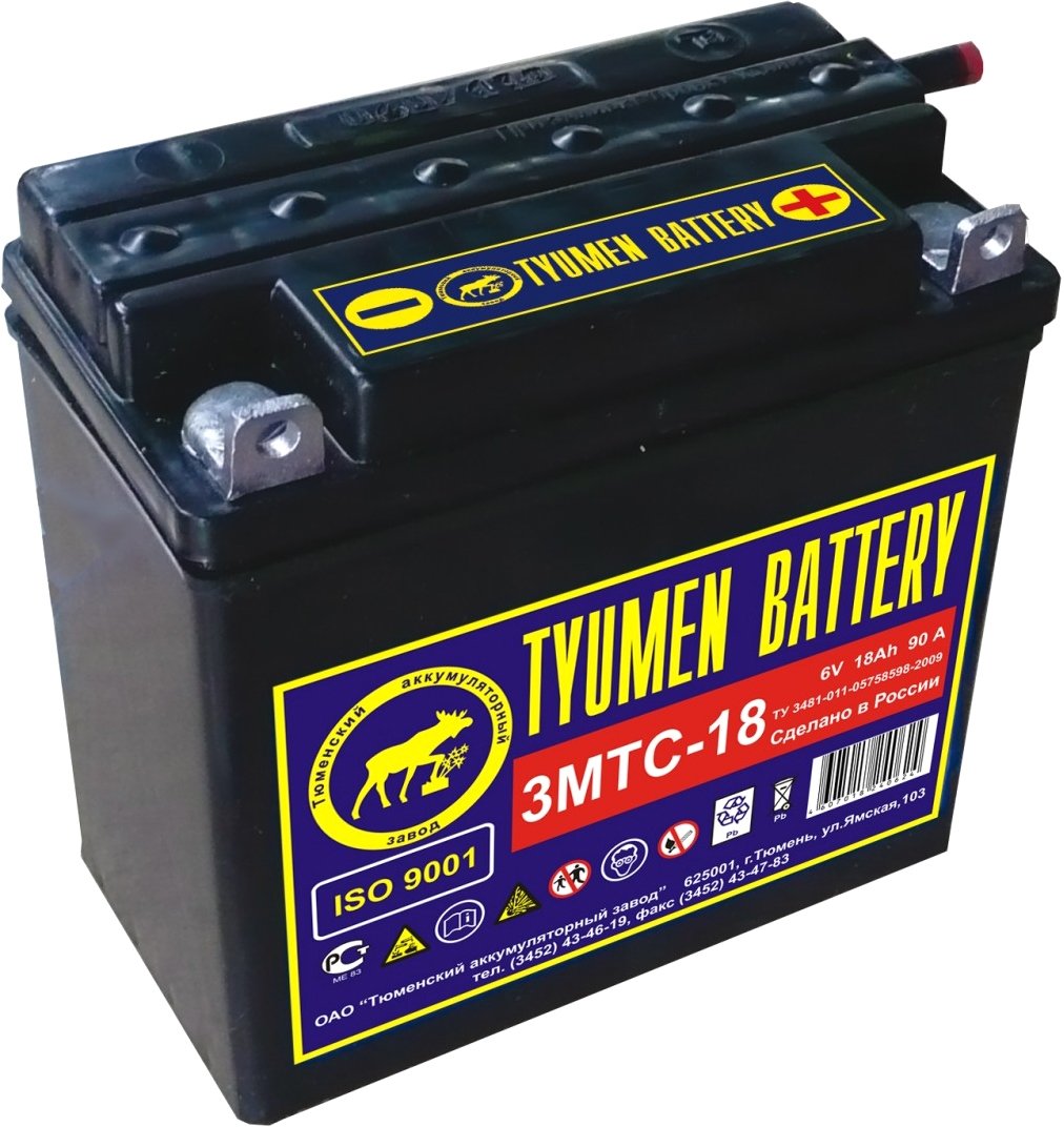 

Мотоциклетный аккумулятор Tyumen Battery Лидер 3МТС-18 (18 А·ч)