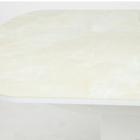 Кухонный стол Аврора Корсика фотопечать 120-151.5x80 (мрамор бежевый) 6/белый матовый)