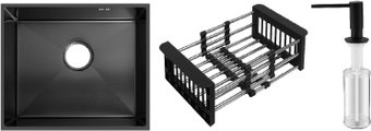 Кухонная мойка Schtoff Undermount Best Decor Black 5545 + коландер KR-1 BLACK+ дозатор SD-1 BLACK