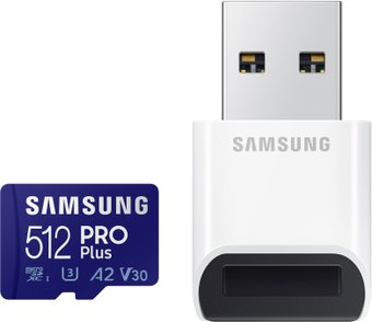 Samsung PRO Plus microSDXC 512GB (с кардридером)