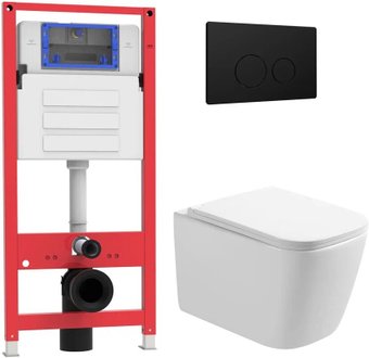 Унитаз подвесной Oliveeka OL-MQ-003 + OL-1216 + OL-R22-MB (черный матовый)