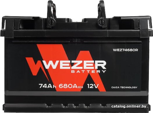 Автомобильный аккумулятор Wezer WEZ74680R (74 А·ч)
