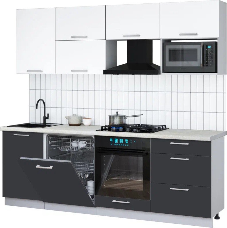 

Готовая кухня Интерлиния Мила Gloss 2.3-ПМ2 (пепел/белый/опал светлый)