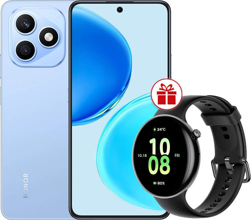 Телефон HONOR X8d 8GB/256GB международная версия (голубой) + умные часы HONOR Watch Fit по акции