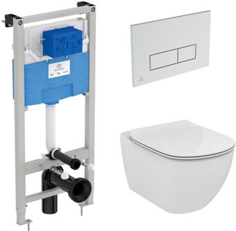 Инсталляция для унитаза Ideal Standard Tesi Aquablade + кнопка Olias M2 (хром) S0079R0121AA