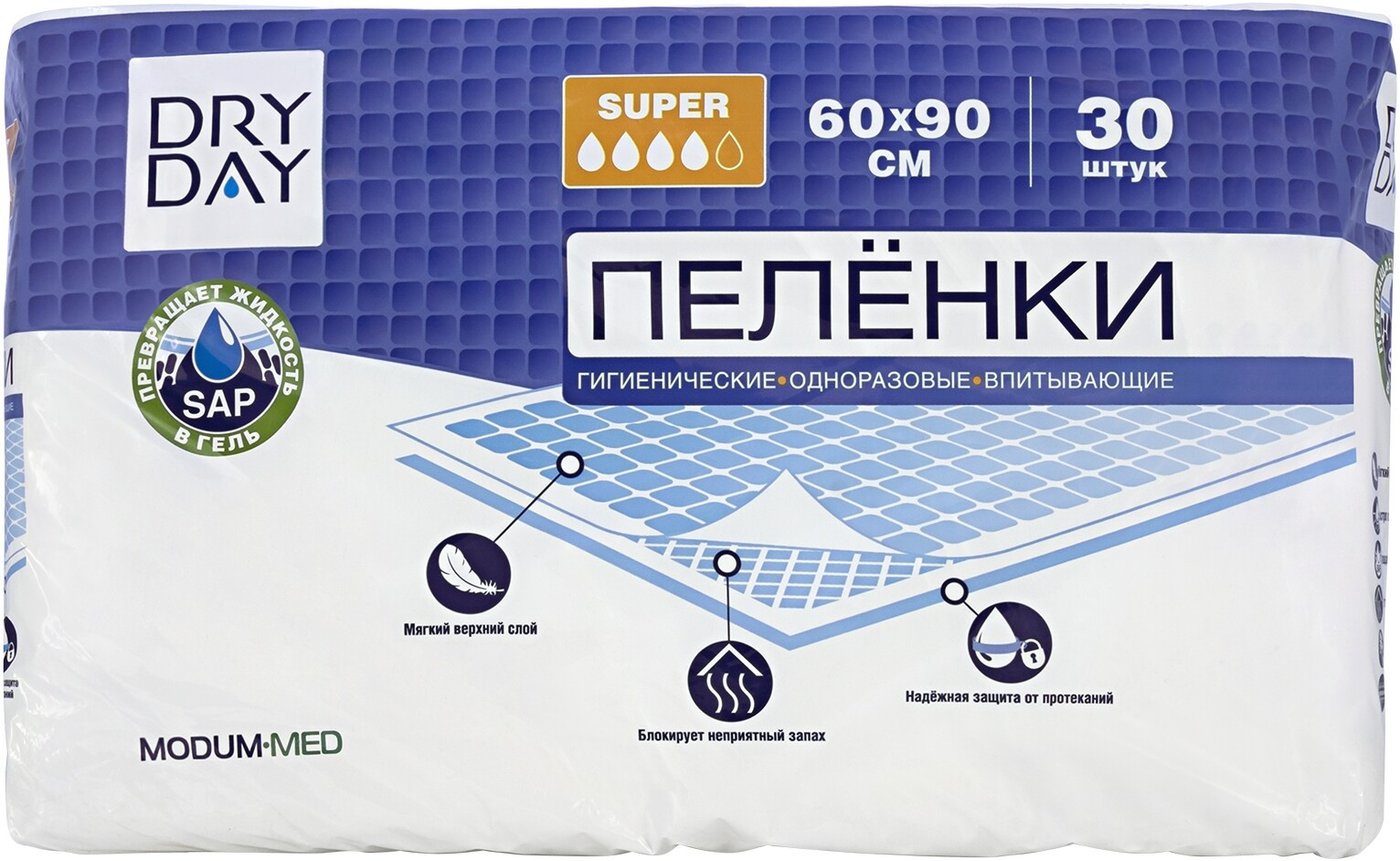 Пеленки Modum Dry Day Super 60x90 (30 шт)