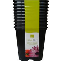 Горшок ГазонCity Квадратный 7x6.5 см (черный, 10 шт)