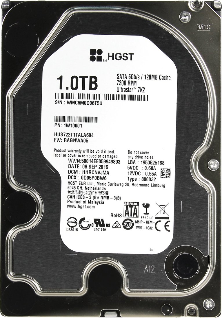 

Жесткий диск HGST Ultrastar 7K2 1TB [HUS722T1TALA604]