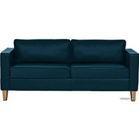 Диван Brioli Вернер двухместный (экокожа, L18 синий/светлые ножки)