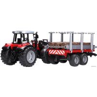 Погрузчик Bruder Massey Ferguson + Frontloader and timber trailer 02046