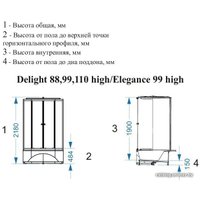 Душевая кабина Domani-Spa Delight 88 High 80x80 (тонированное стекло/черный)