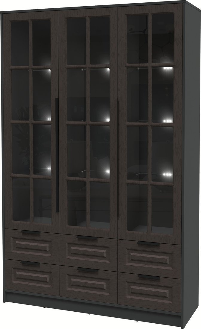 

Шкаф-витрина Интерлиния Концепт КТ-ШВ3 с подсветкой Деко (антрацит/дуб английский)