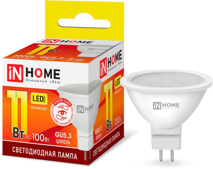 

Светодиодная лампочка In Home LED-JCDR-VC 11Вт 230В GU5.3 3000К 990Лм 4690612020341