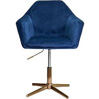 Стул с подлокотниками AksHome Dubai (синий велюр/золото)
