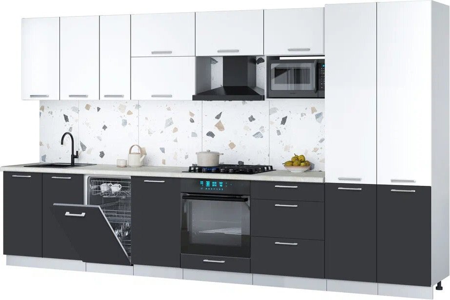 

Готовая кухня Интерлиния Мила Gloss 3.7-ПМ4 (пепел/белый/опал светлый)