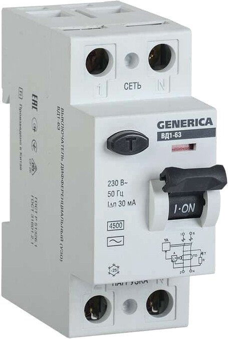 

Устройство защитного отключения IEK ВД1-63 25А 30мА тип AC 2п MDV15-2-025-030