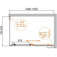 Душевой уголок Cezares MOLVENO-AH-11-150/80-P-Cr