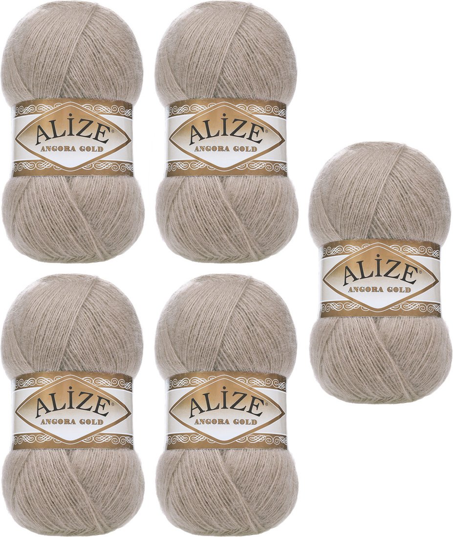 

Набор пряжи для вязания Alize Angora Gold 541 (550 м, серо-бежевый, 5 мотков)