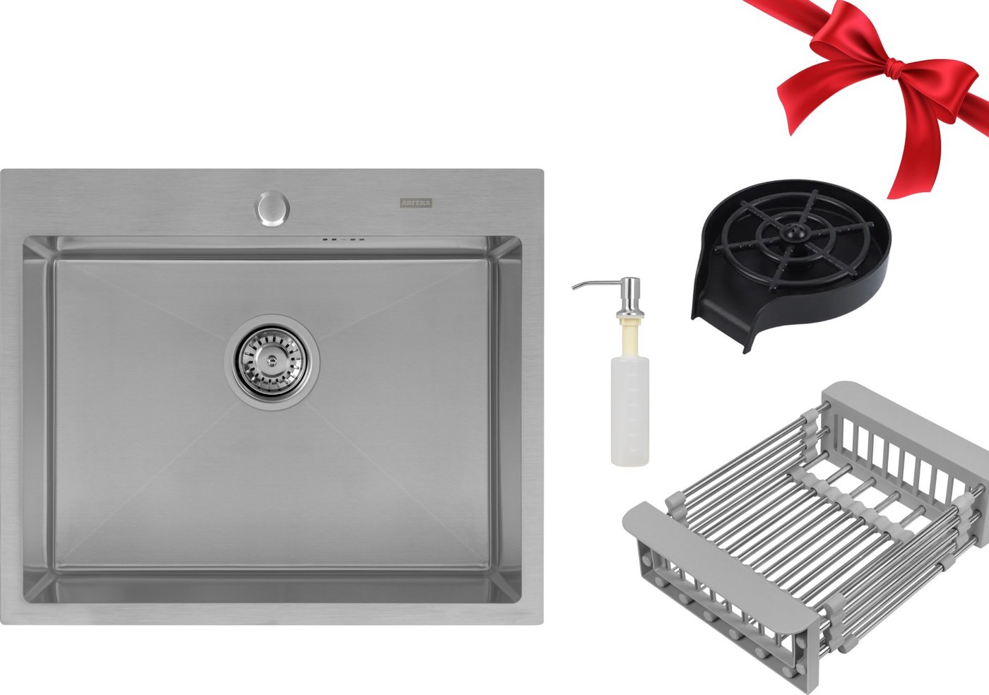 

Кухонная мойка ARFEKA ECO AR мойка 600*500, коландер, дозатор SATIN+ринзер