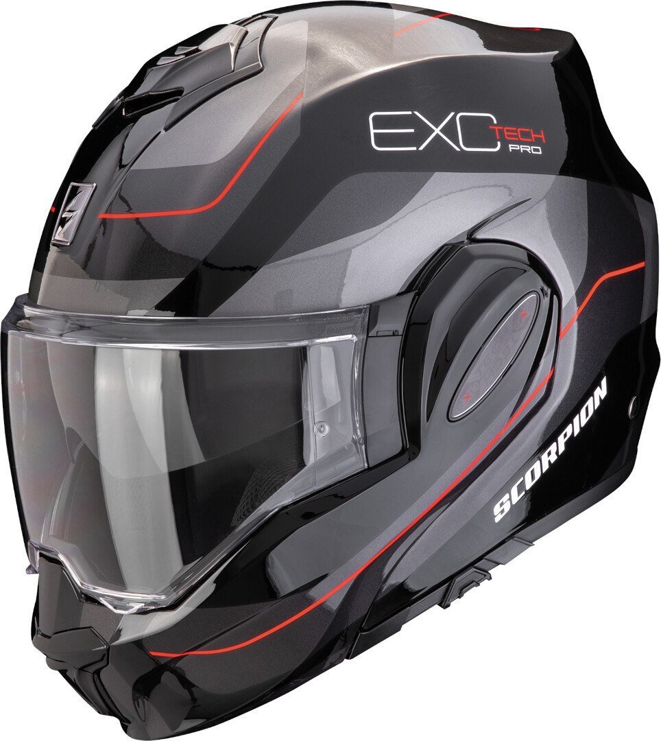 

Мотошлем Scorpion Exo Exo-Tech Evo Pro Commuta (р. L, черный/серебристый/красный)