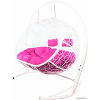 Подвесной диван M-Group Лежебока 11180108 (с белым ротангом/розовая подушка)