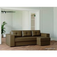 Угловой диван Настоящая мебель Ванкувер Лайт (угл., бон., правый, экокожа, коричневый) в Гродно