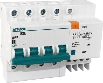 

Дифференциальный автомат Атрион АД24 40А 100мА AD24-40-100