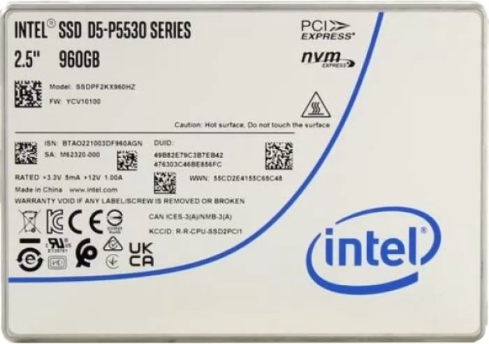 

SSD Intel D5-P5530 960GB SSDPF2KX960HZN1