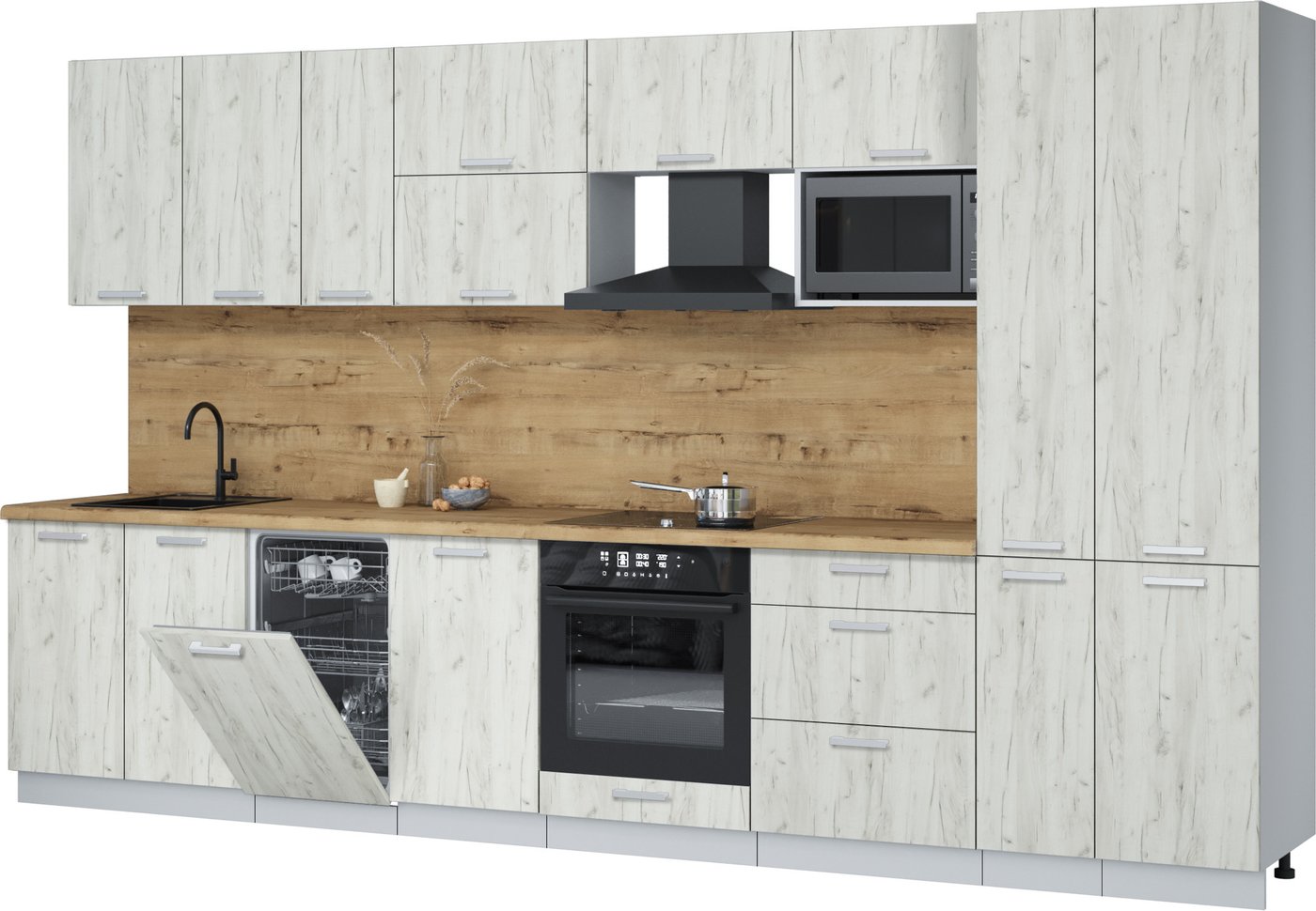 

Готовая кухня Интерлиния Мила Лайт 3.6-ПМ4 (дуб белый/дуб белый/дуб бунратти)