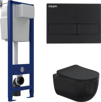 Унитаз подвесной Berges Wasserhaus Ventas Black Rimless + Visam Slim 525 EX-043324 (с сиденьем)