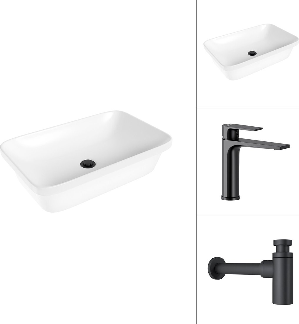 

Умывальник Lauter 21370 + Reef 21CK678BS с сифоном 21635B (черный матовый)