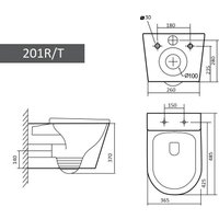 Унитаз подвесной Grado GD-W201T + TECE Kit 9400412 (с кнопкой смыва)