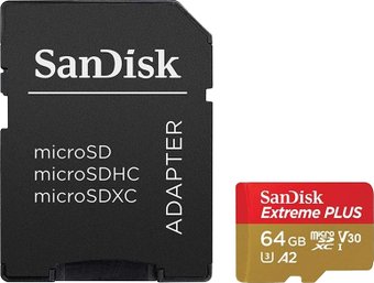Карта памяти SanDisk Extreme microSDXC SDSQXBZ-064G-GN6MA 64GB (с адаптером)