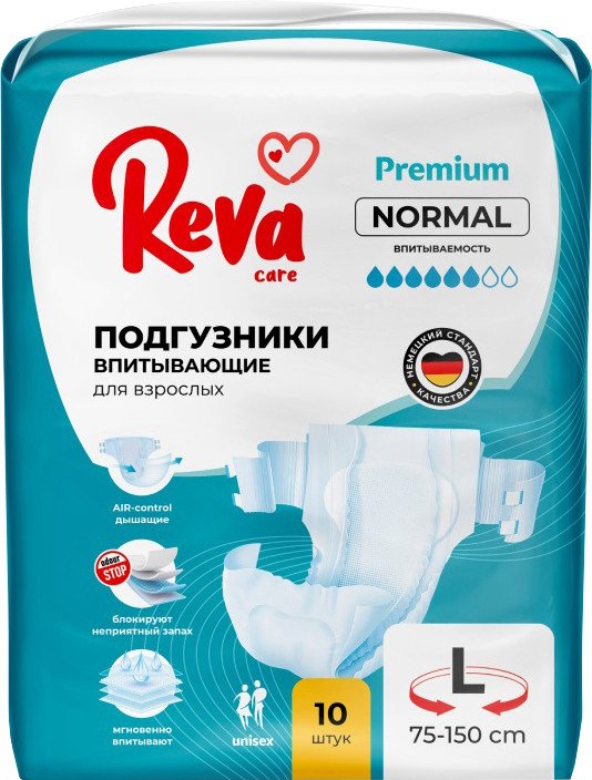 

Подгузники для взрослых Reva Care Normal L (10 шт)