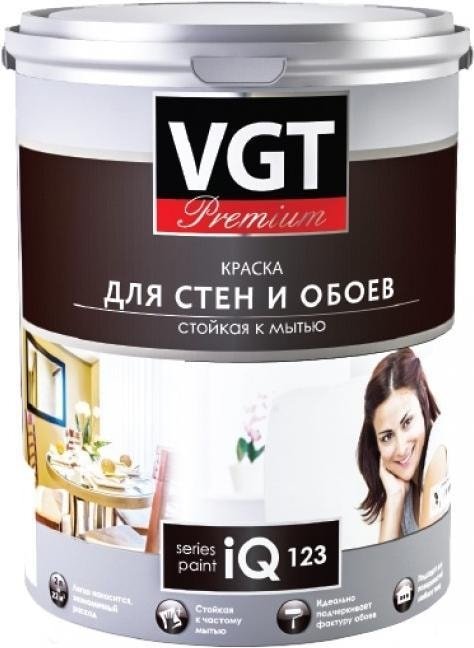 

Краска VGT Premium для стен и обоев IQ 123 База А 2 л (белый)