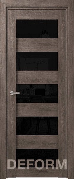 

Межкомнатная дверь Юркас Deform D12 ДО 80x200 (дуб шале графит/lacobel черный лак)