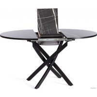 Кухонный стол TetChair Manzana 100x100+30x75 (мрамор черный/черный)