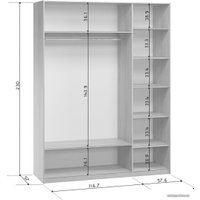 Шкаф-купе Woodcraft Итан-3-180-230 Glass Triple (белый)