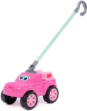 Игрушка-каталка Полесье Боби с ручкой 75021 (розовый)