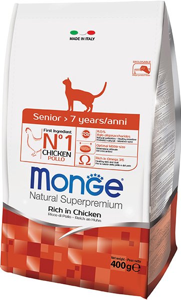 

Сухой корм для кошек Monge Senior Rich in Chicken 400 г