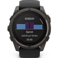 Умные часы Garmin Fenix 8 Solar, Sapphire 51мм (титановый угольно-серый с DLC-покрытием и черным ремешком)