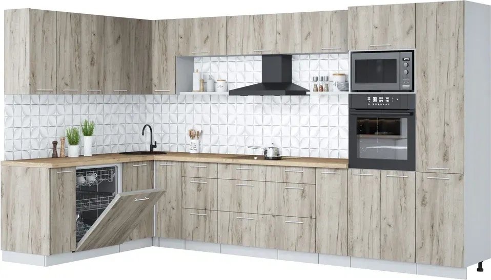 

Готовая кухня Интерлиния Мила Лайт 1.896х3.58 (дуб серый/дуб серый/дуб бунратти)