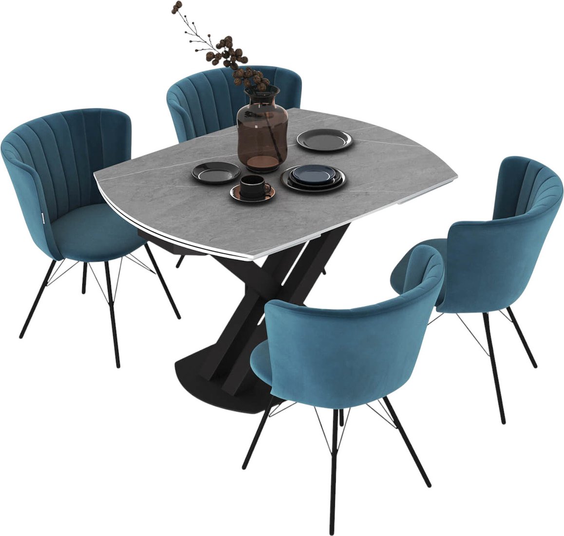 

Обеденная группа Sheffilton SHT-DS293 (серый светлый/черный/тихий океан/черный муар)