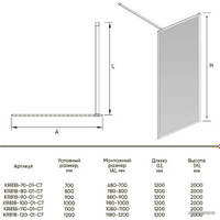 Душевая стенка Veconi 100x200 KR81-100-01-C7 (стекло прозрачное/хром)