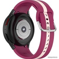 Ремешок Rumi Sport Line силиконовый для Samsung Galaxy Watch4/5/6 (20 мм, вишневый/бежевый)